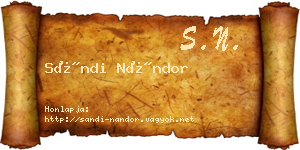Sándi Nándor névjegykártya
